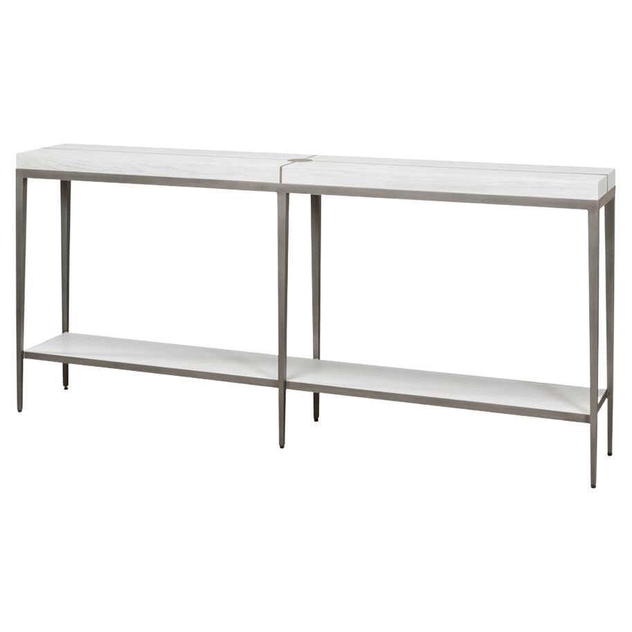 Modern Industrial Iron and Oak Console - Working White