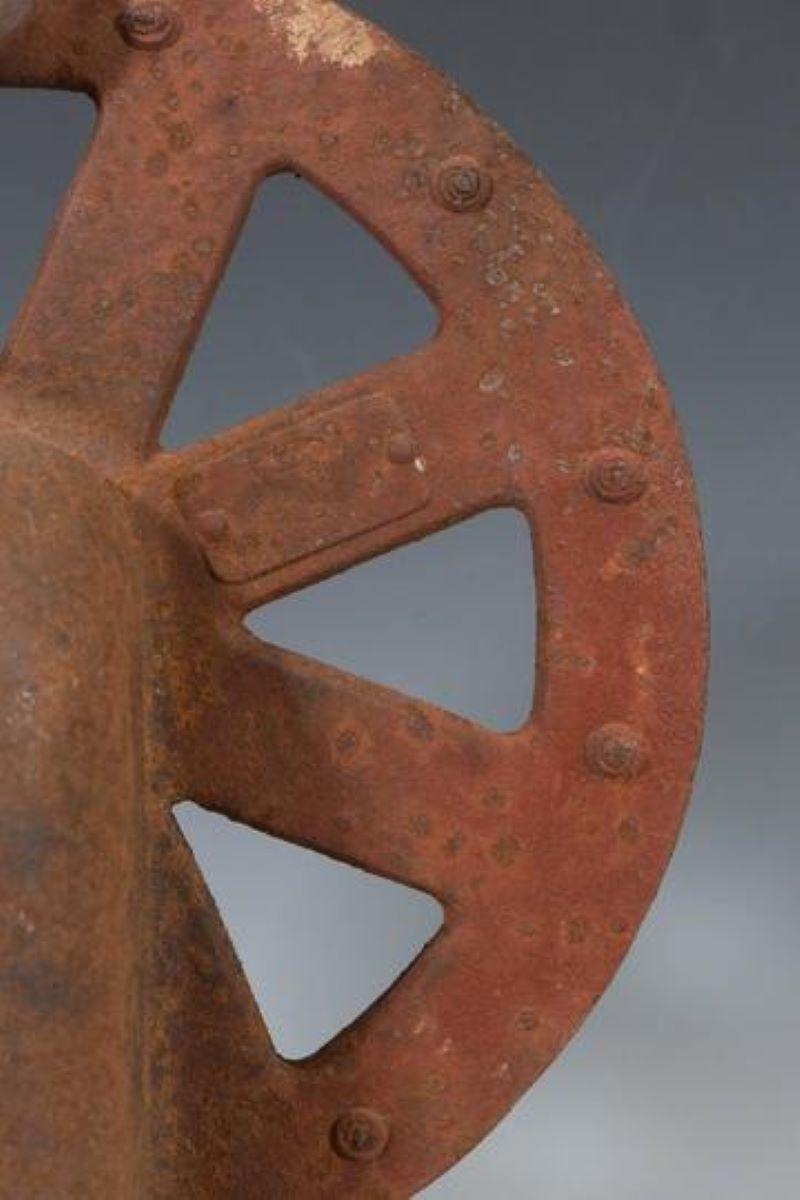 Modern Industrial Iron Wheel Sculpture 4