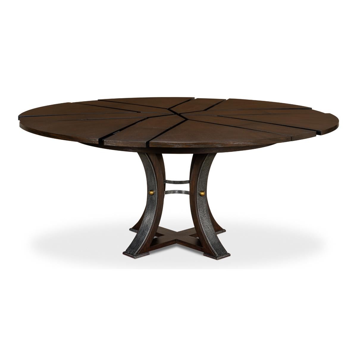 Contemporary Modern Industrial Dining Table, 70, Burnt Brown For Sale