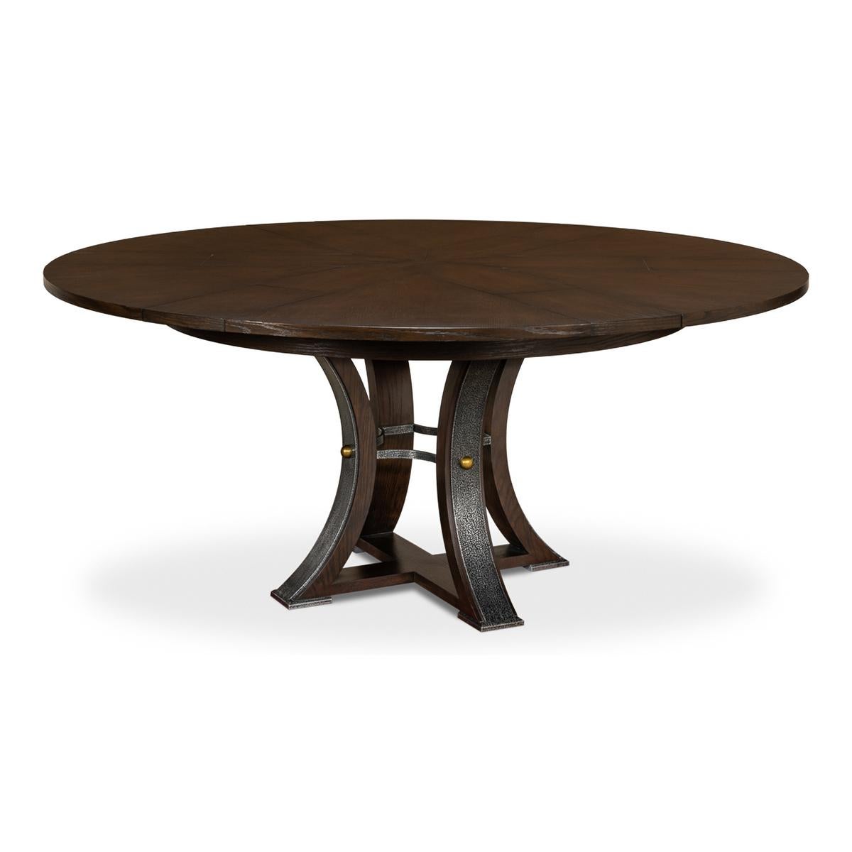 Iron Modern Industrial Dining Table, 70, Burnt Brown For Sale