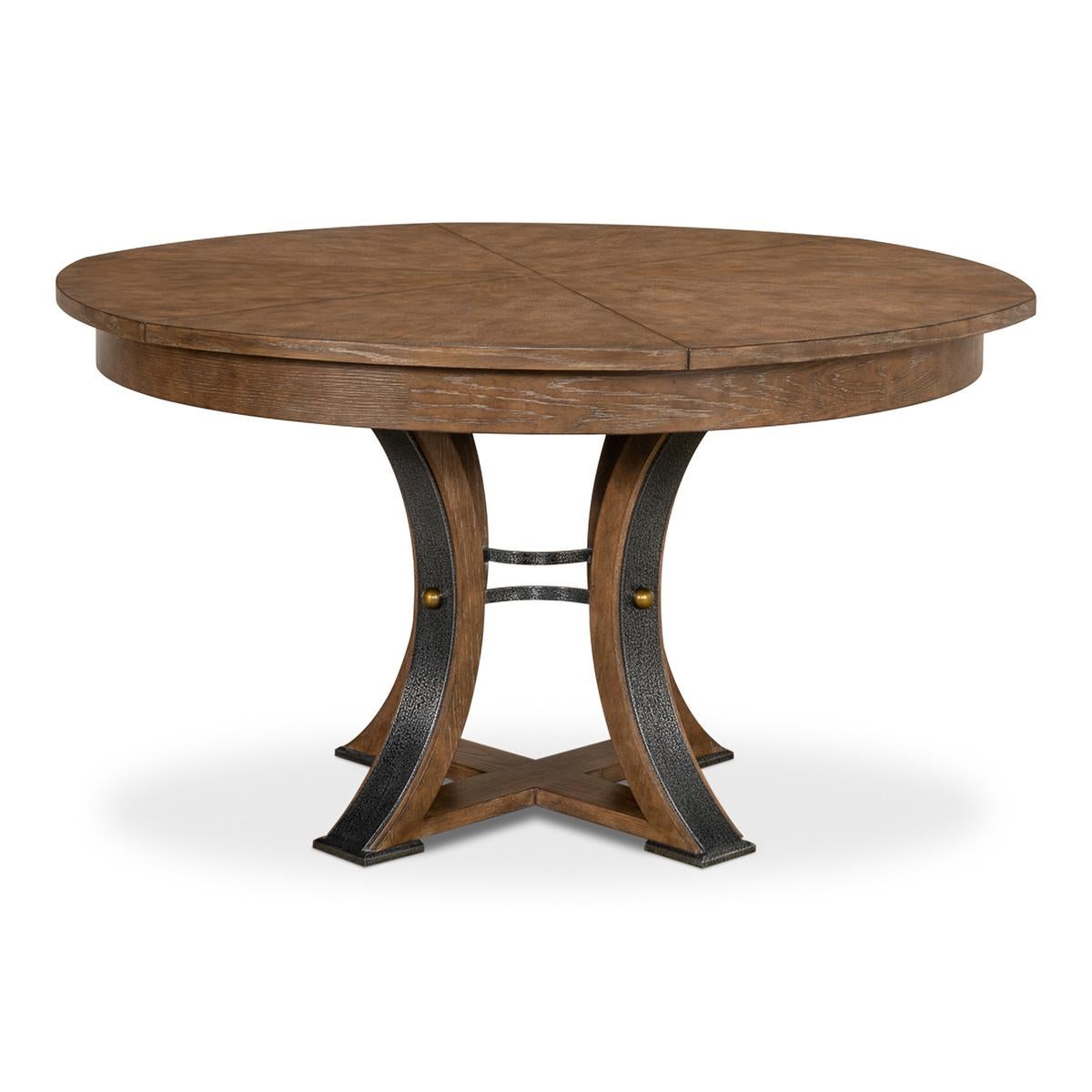 Modern Industrial Round Dining Table - 70 - Light Mink For Sale 3