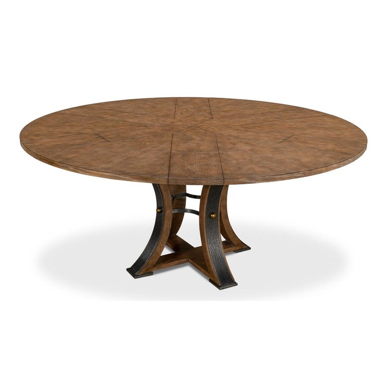 Modern Industrial Round Dining Table - 70 - Light Mink For Sale at 1stDibs