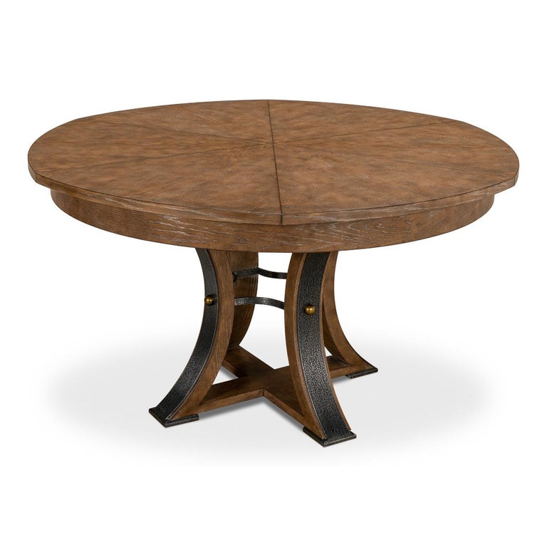 Modern Industrial Round Dining Table - 70 - Light Mink For Sale at 1stDibs