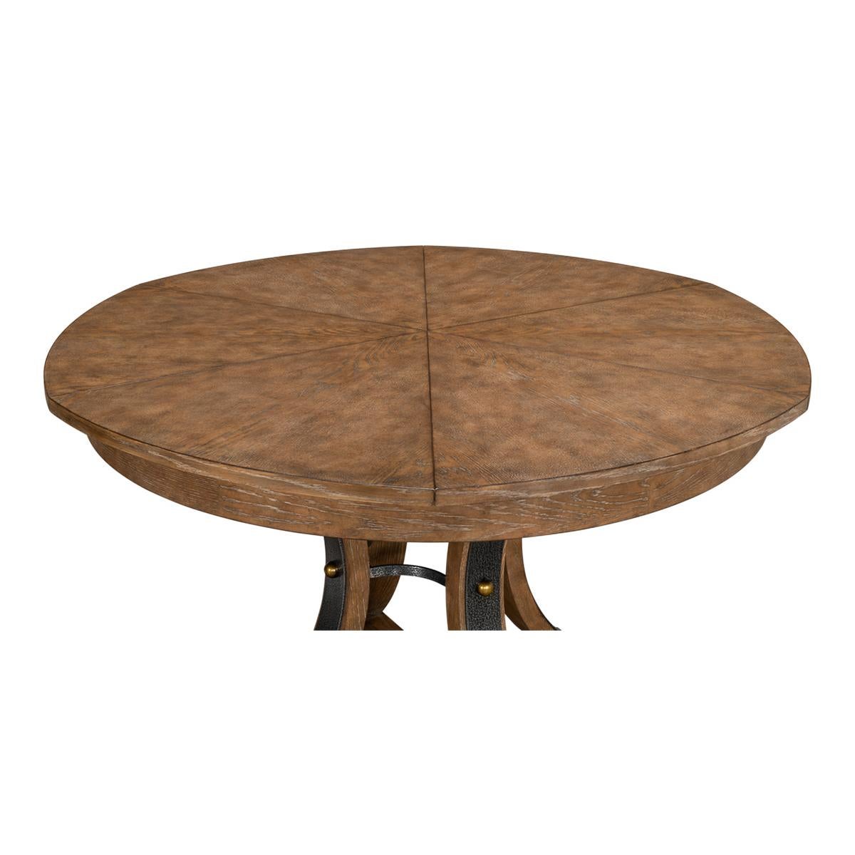 Iron Modern Industrial Round Dining Table - 70 - Light Mink For Sale