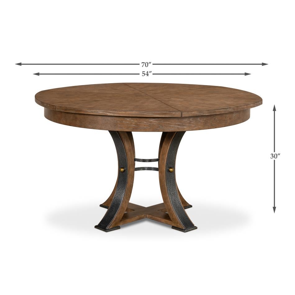 Modern Industrial Round Dining Table - 70 - Light Mink For Sale 2