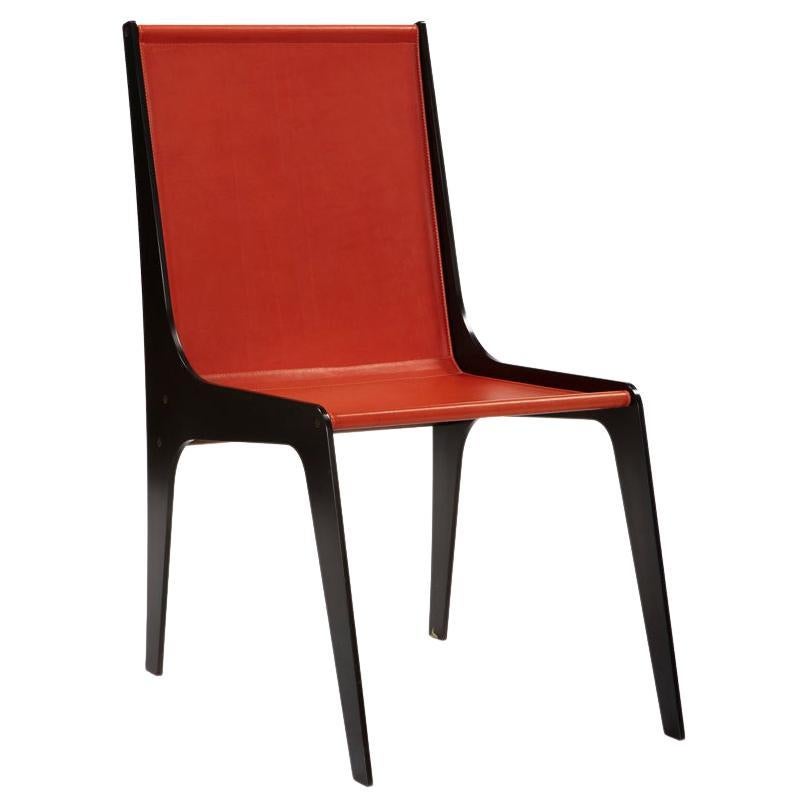 Modern Industrial Red Leather Metal 'H' Chair For Sale