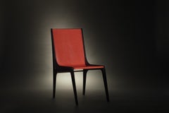 Modern Industrial Red Leather Metal 'H' Chair (DISPLAY MODEL)