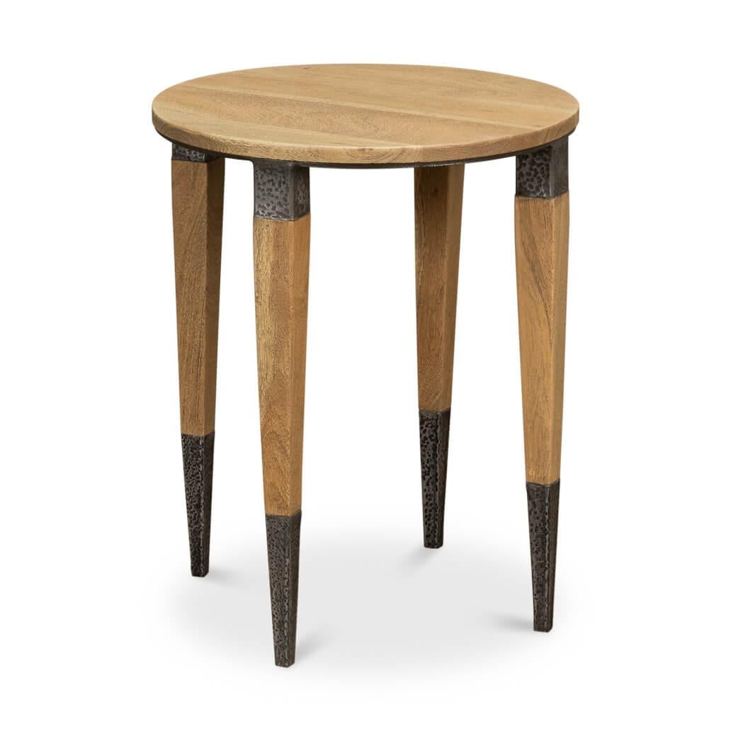 Modern Industrial Round Accent Table For Sale 4