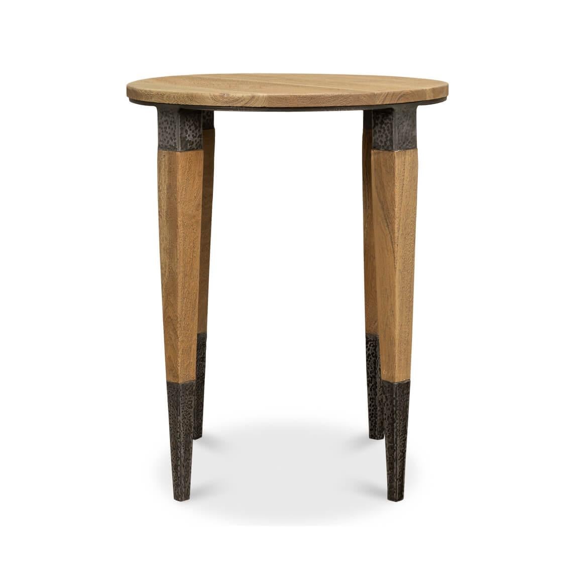 Modern Industrial Round Accent Table For Sale 1