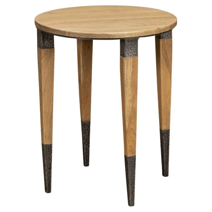 Modern Industrial Round Accent Table For Sale