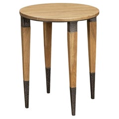 Modern Industrial Round Accent Table
