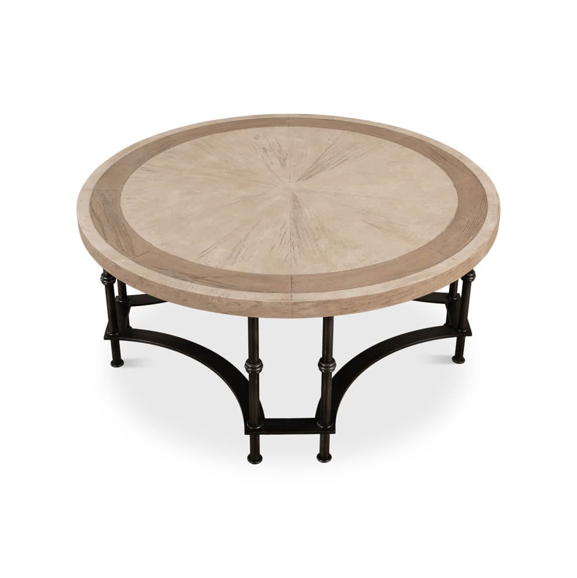 Modern Industrial Round Cocktail Table In New Condition For Sale In Westwood, NJ