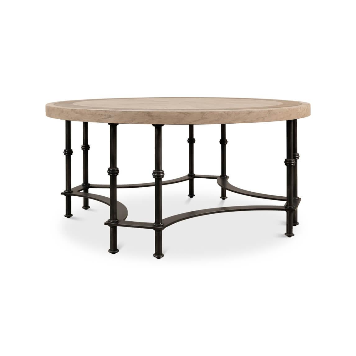 Metal Modern Industrial Round Cocktail Table For Sale