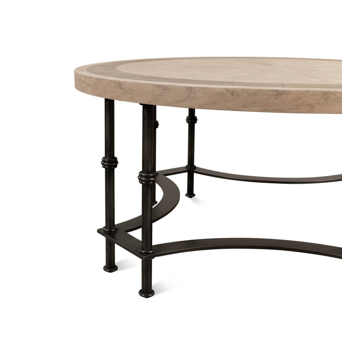 Modern Industrial Round Cocktail Table For Sale 1
