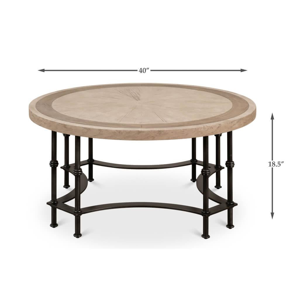 Modern Industrial Round Cocktail Table For Sale 3