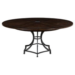 Modern Industrial Round Dining Table, Burnt Oak