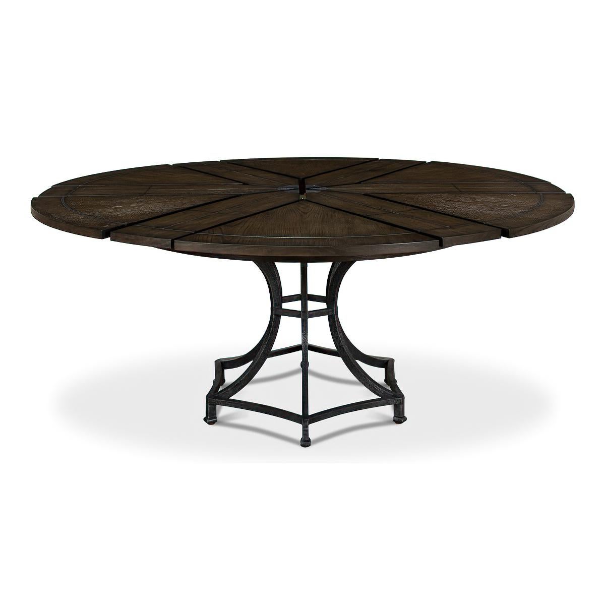 dark oak round extending dining table