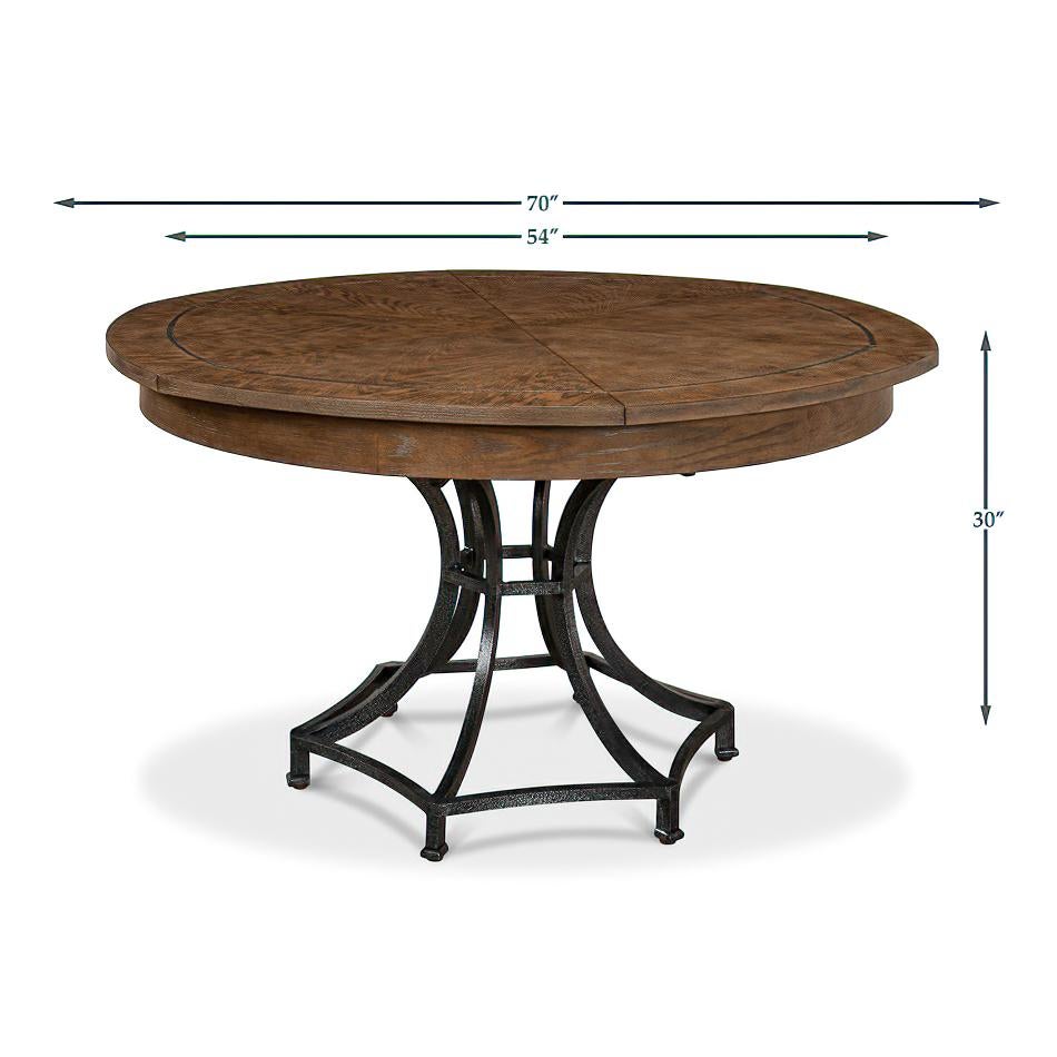 Modern Industrial Round Dining Table - Oak For Sale 1