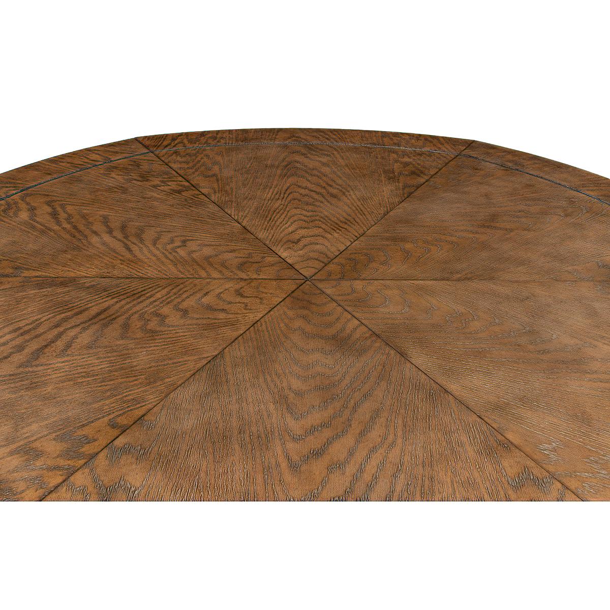 Contemporary Modern Industrial Round Dining Table - Oak For Sale