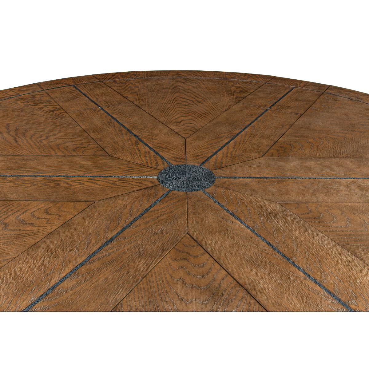Metal Modern Industrial Round Dining Table - Oak For Sale