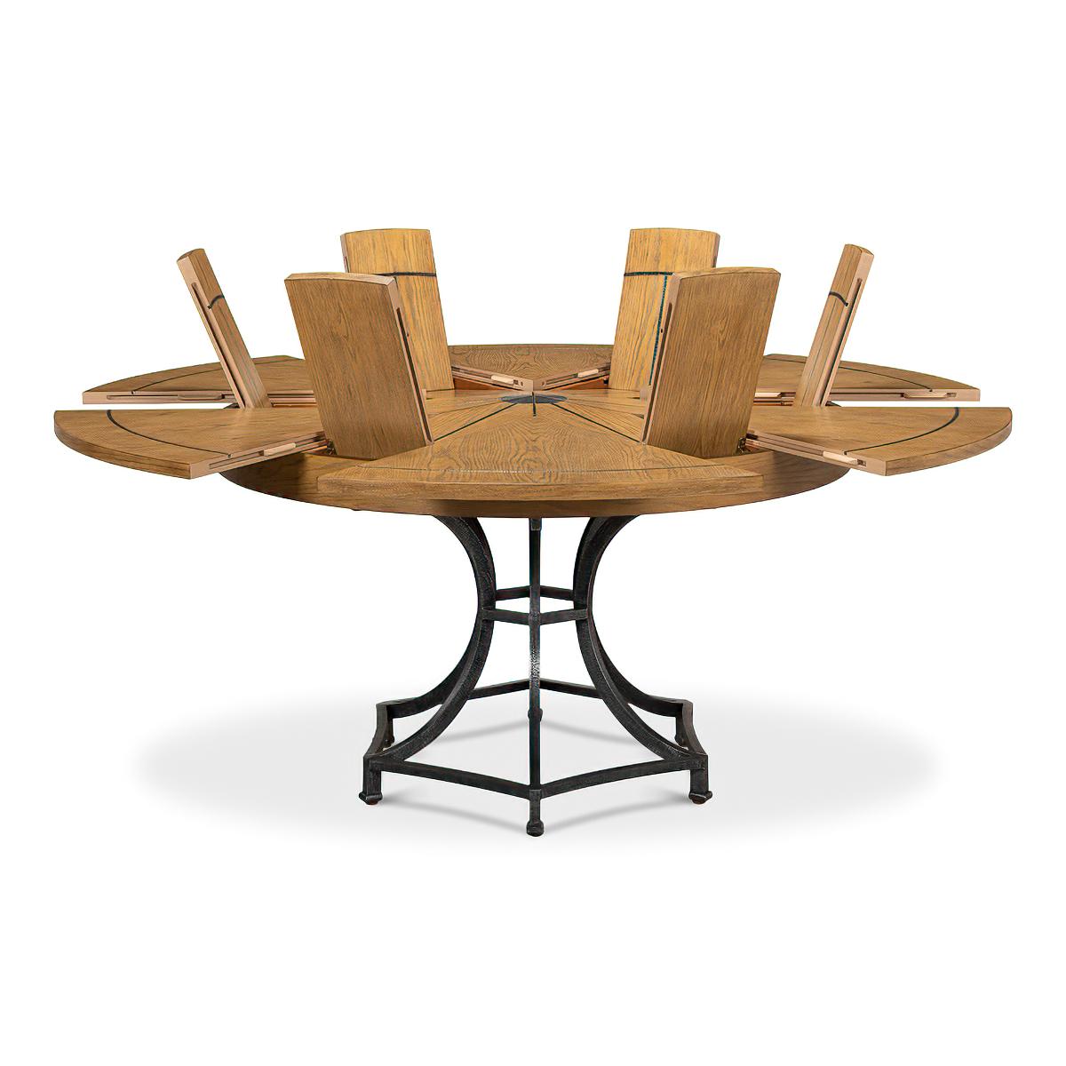 Modern Industrial Round Dining Table - Warm Oak In New Condition For Sale In Westwood, NJ