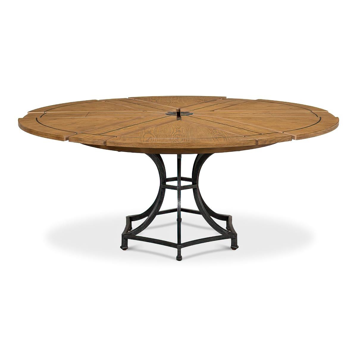 Contemporary Modern Industrial Round Dining Table - Warm Oak For Sale
