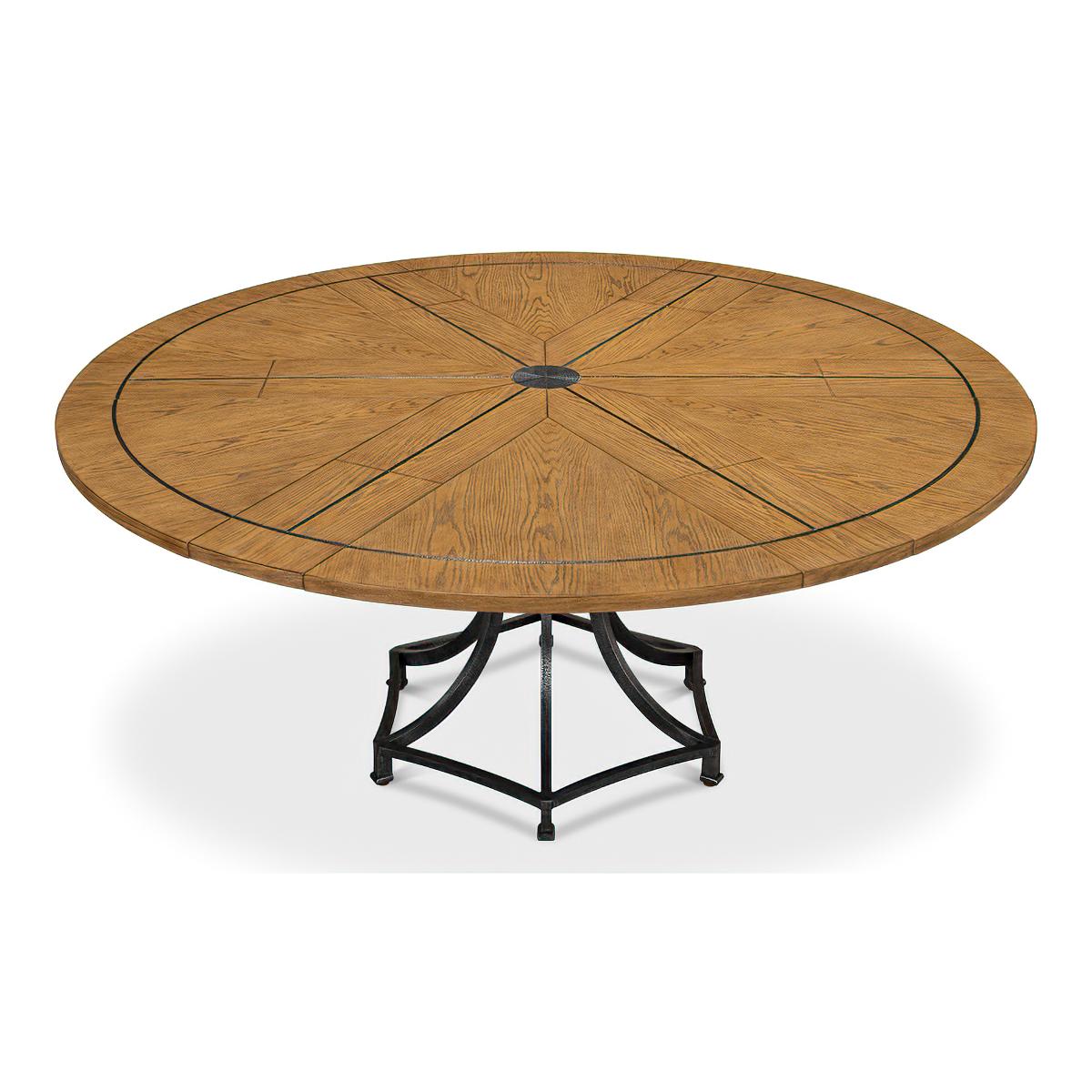 Modern Industrial Round Dining Table - Warm Oak For Sale 1