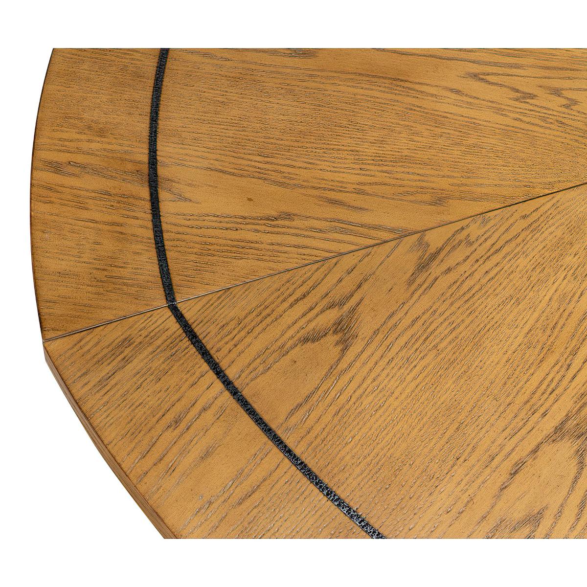 Modern Industrial Round Dining Table - Warm Oak For Sale 3