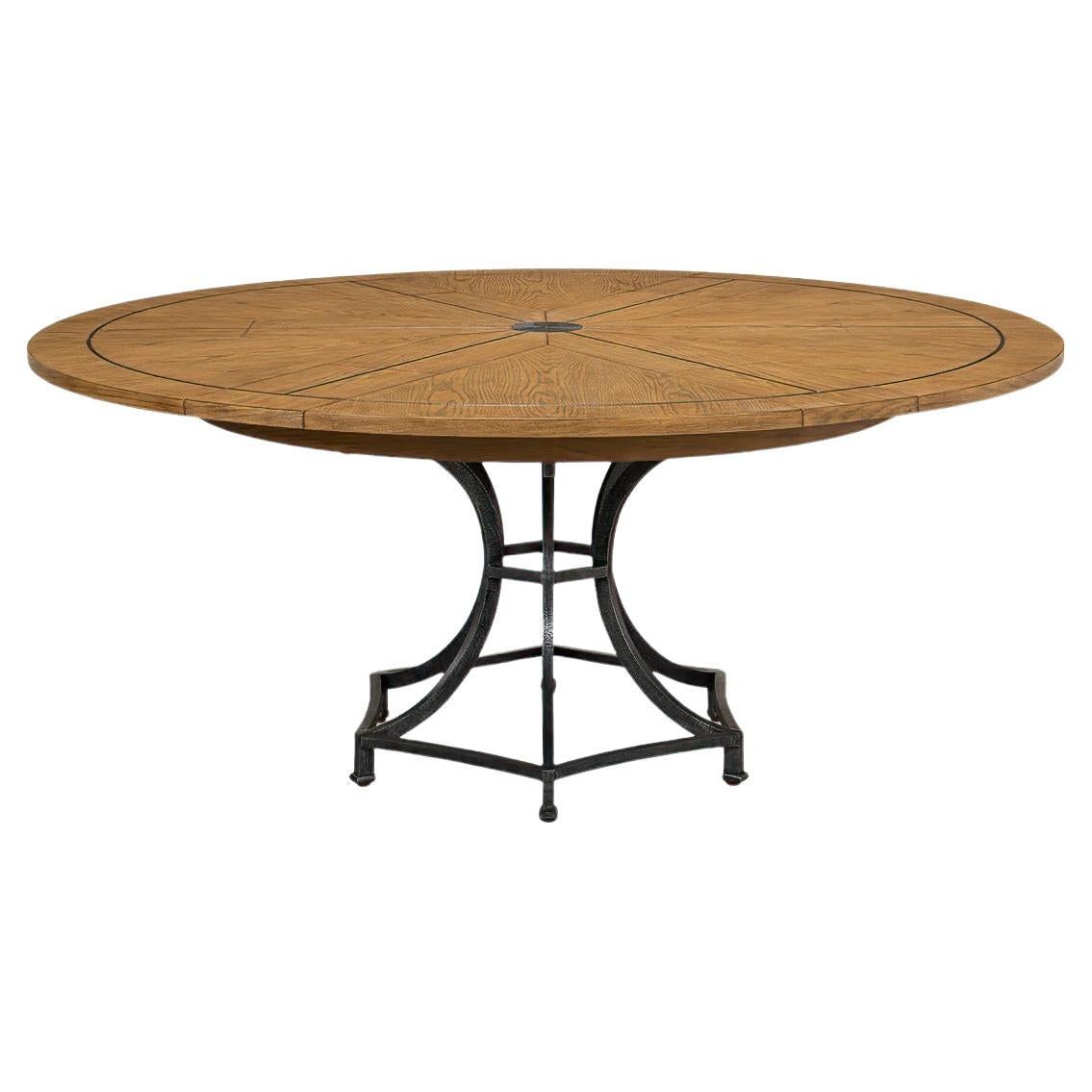 Modern Industrial Round Dining Table - Warm Oak