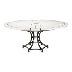 Modern Industrial Round Dining Table, White Oak