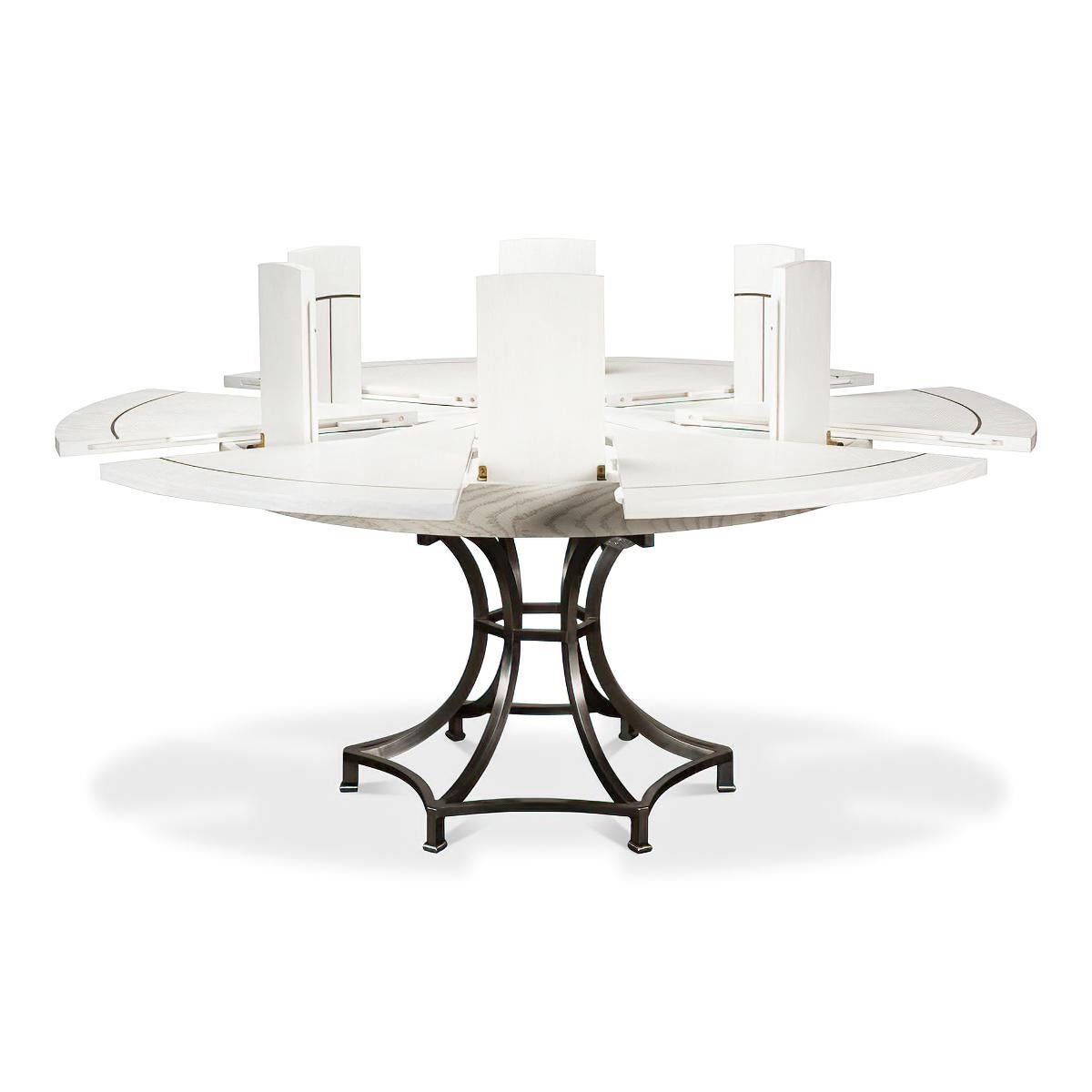 Modern Industrial Round Dining Table, White Oak In New Condition For Sale In Westwood, NJ