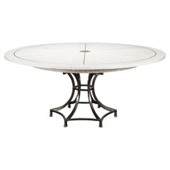 Modern Industrial Round Dining Table, White Oak