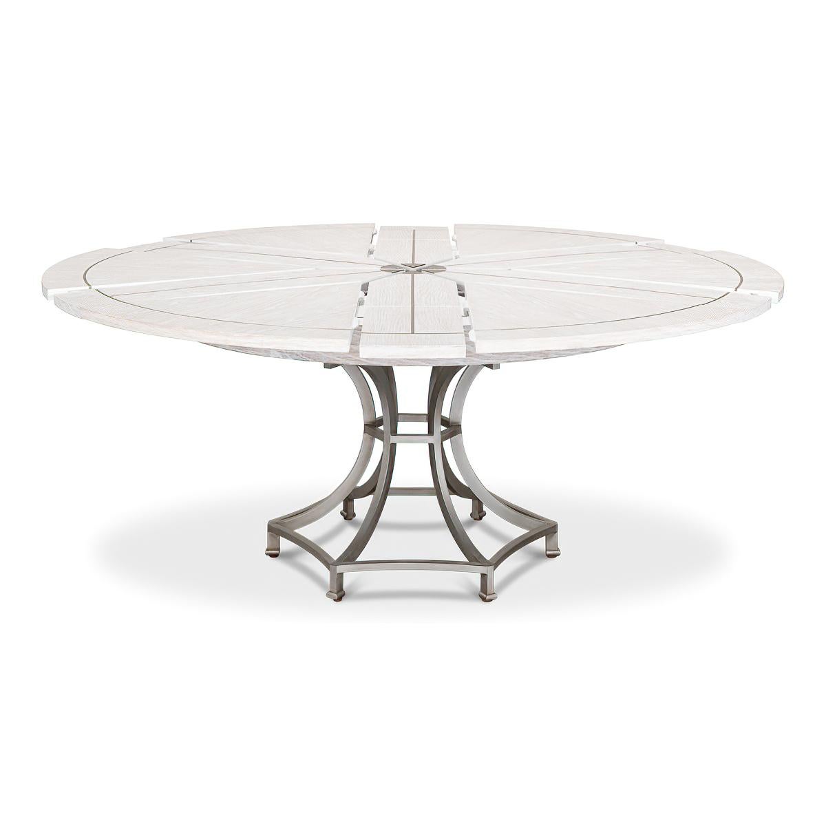 Modern Industrial Round Dining Table, White Wash In New Condition In Westwood, NJ