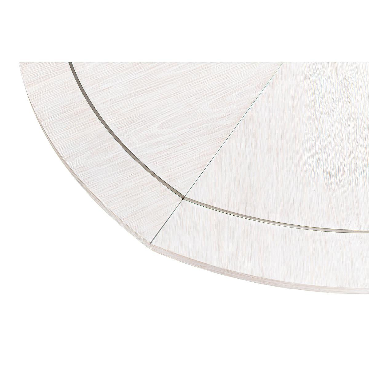 Modern Industrial Round Dining Table, White Wash 2