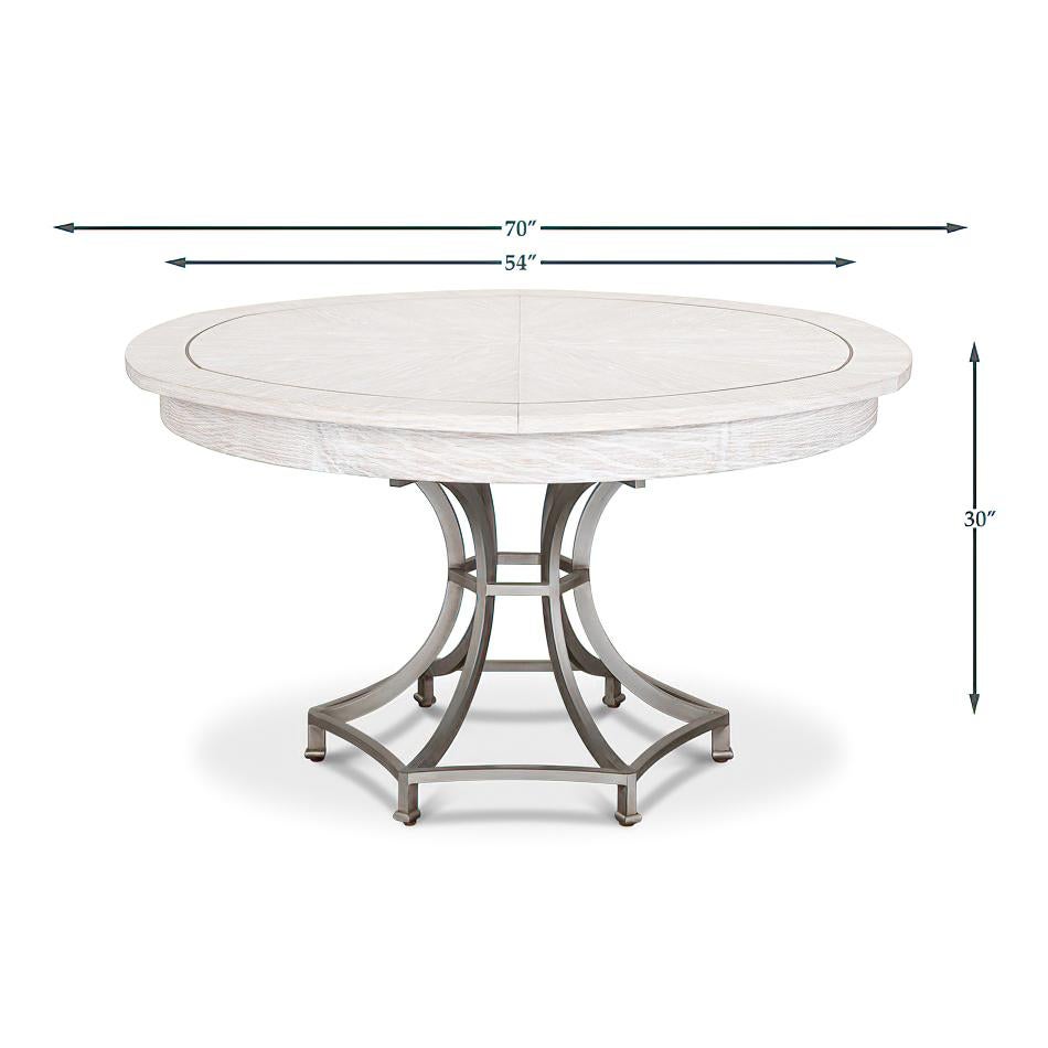 Modern Industrial Round Dining Table, White Wash 3