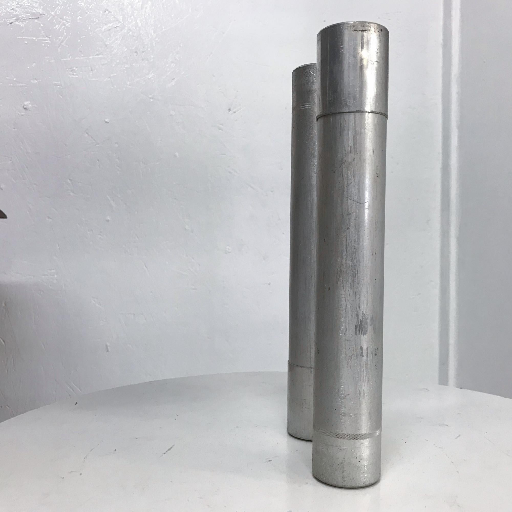 American Modern Industrial Salvaged Architecture Set of Two Aluminum Tubes 1970s