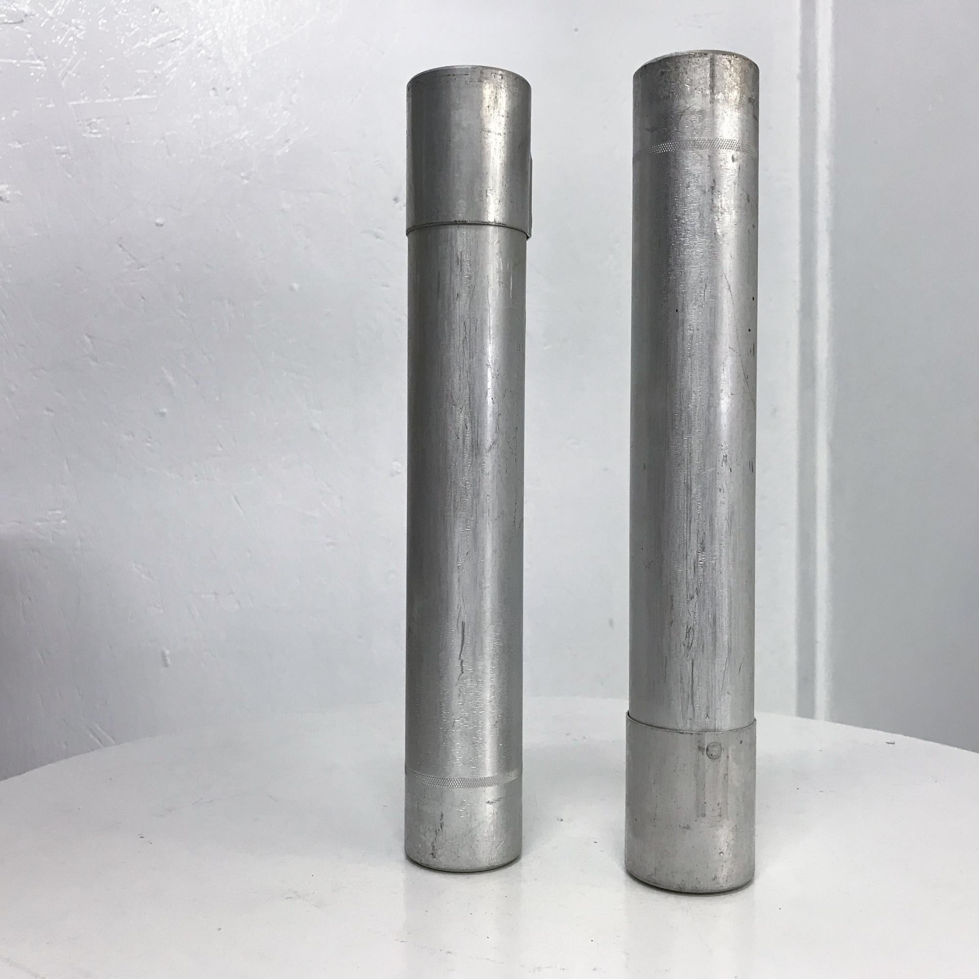 Modern Industrial Salvaged Architecture Set of Two Aluminum Tubes 1970s In Good Condition In Chula Vista, CA
