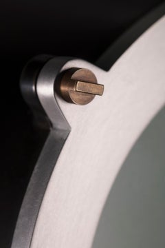 Modern Industrial Small Round faced Steel & Aluminum Table Lamp with Brass and W