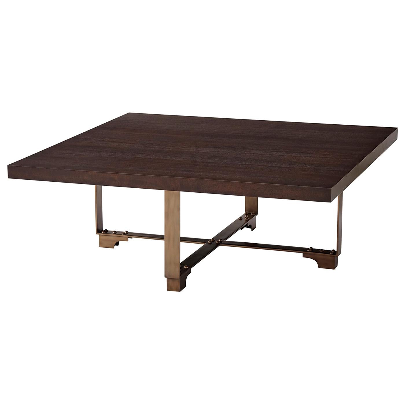Modern Industrial Square Cocktail Table For Sale