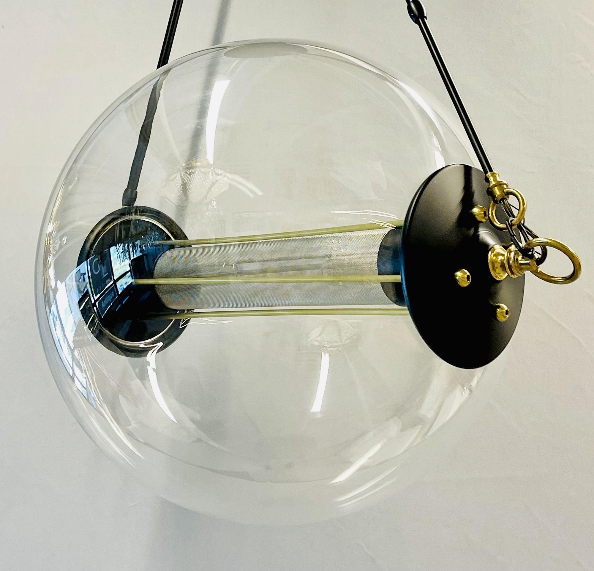 Contemporary Modern Industrial Style Otto Sphere Pendant / Chandelier, Stainless Steel