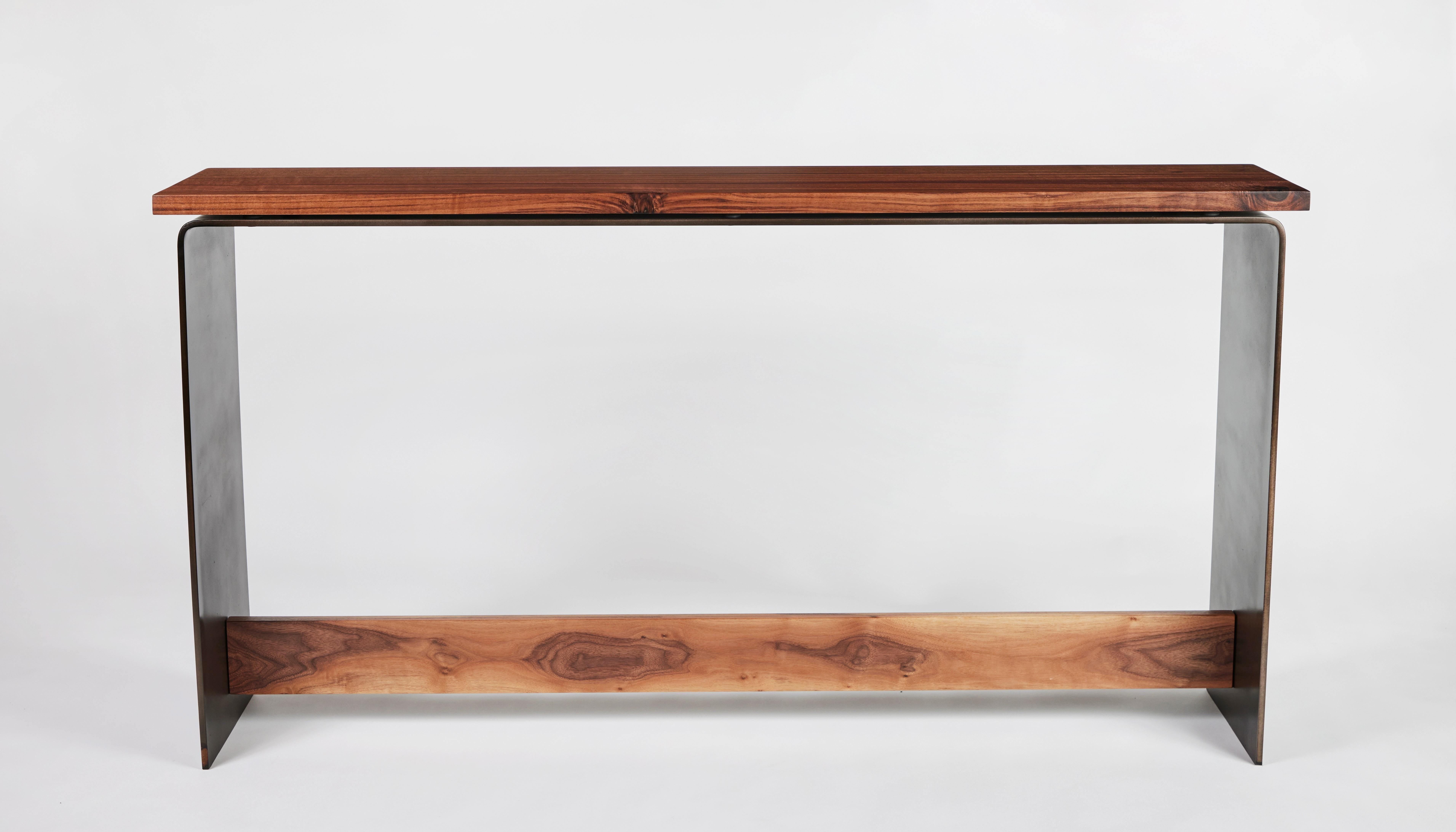 American Modern Industrial Walnut and Steel Console Table by Carlo Stenta For Sale