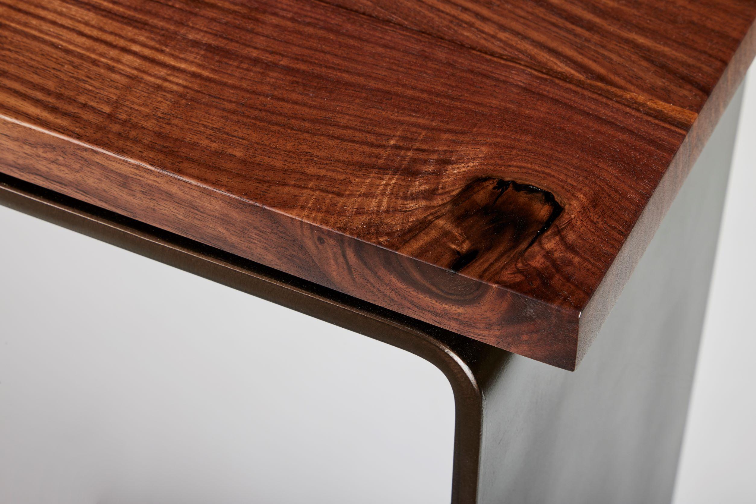 Hand-Crafted Modern Industrial Walnut and Steel Console Table by Carlo Stenta For Sale