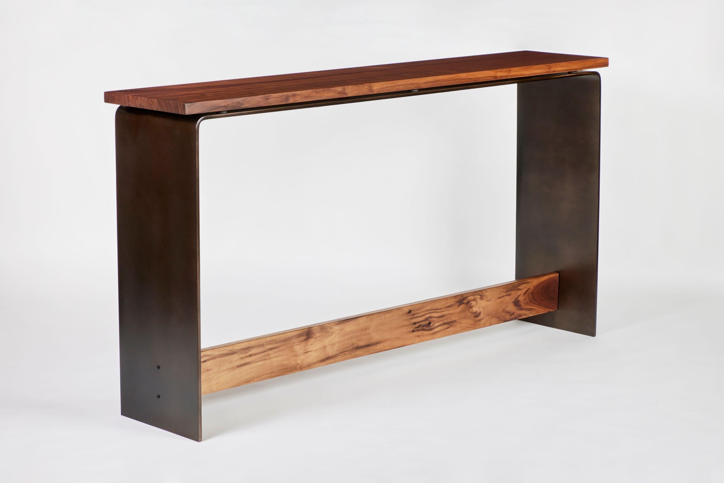 Modern Industrial Walnut and Steel Console Table by Carlo Stenta In New Condition For Sale In Redondo Beach, CA