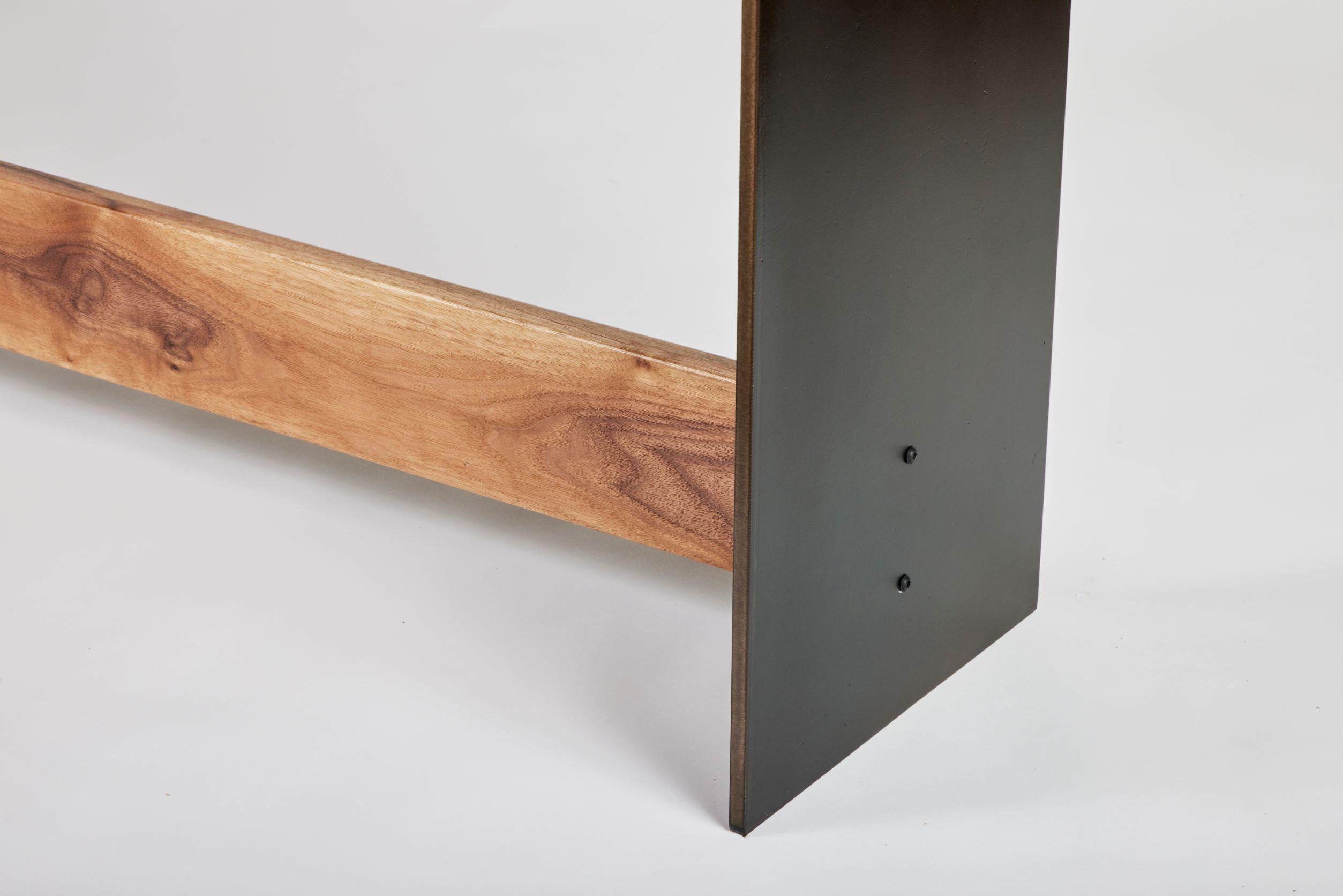 Contemporary Modern Industrial Walnut and Steel Console Table by Carlo Stenta For Sale