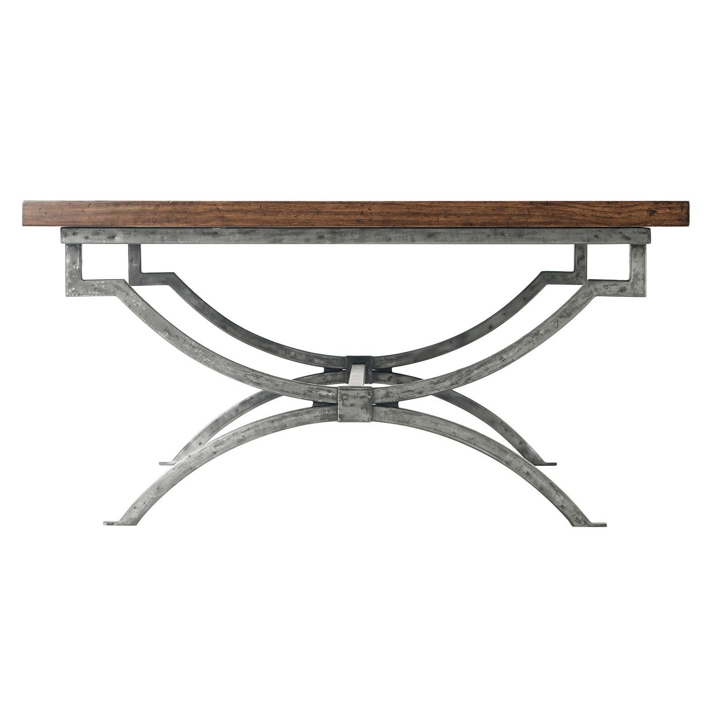 Modern Industrial Walnut Coffee Table In New Condition For Sale In Westwood, NJ