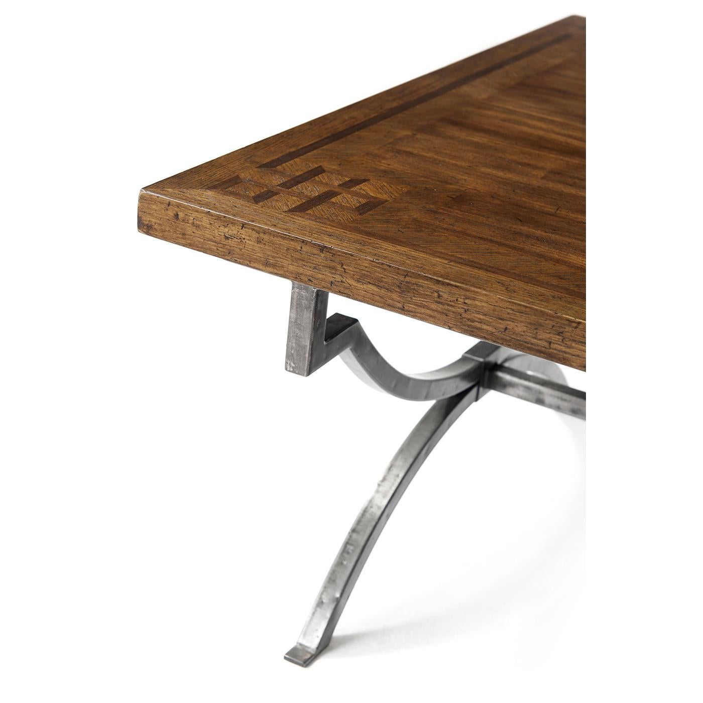 Modern Industrial Walnut Coffee Table For Sale 1