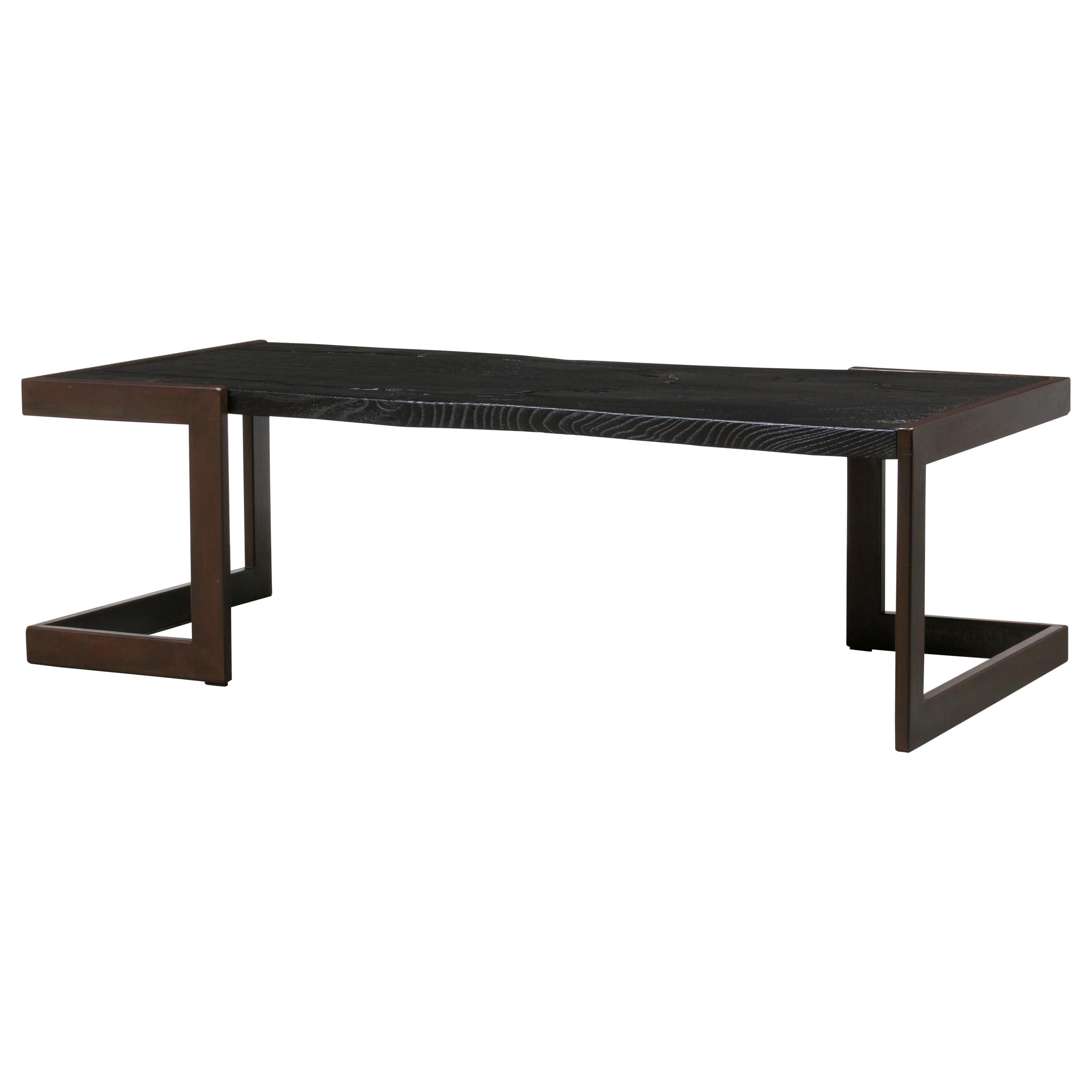 Modern Industry Hamilton Coffee Table in Charred Hardwood For Sale