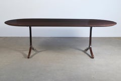 Modern Industry Oval Dining Table in Walnut and Oxidized Steel Wishbone Legs