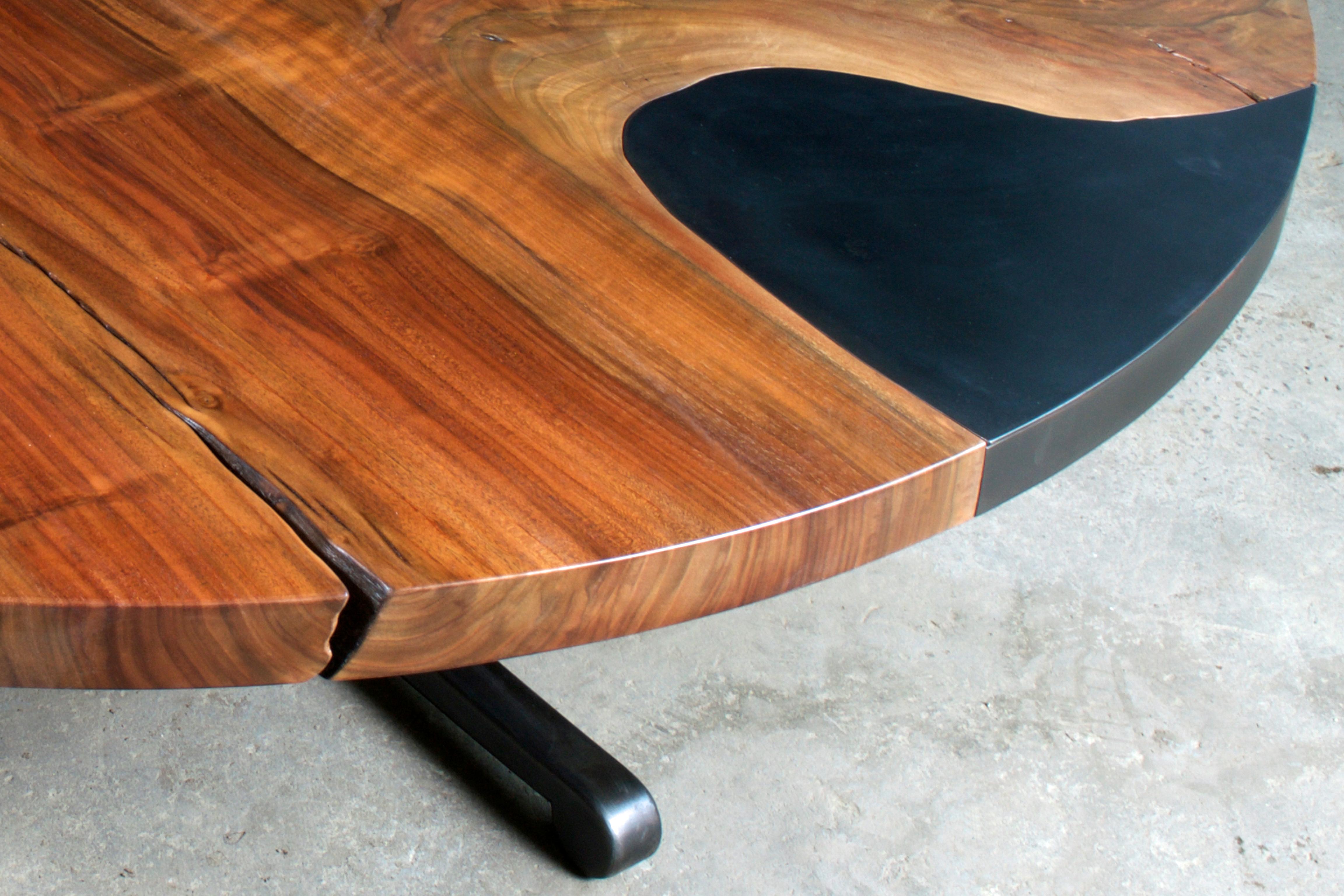 Organic Modern Modern Industry Serif Series Coffee Table in Single Slab Walnut For Sale