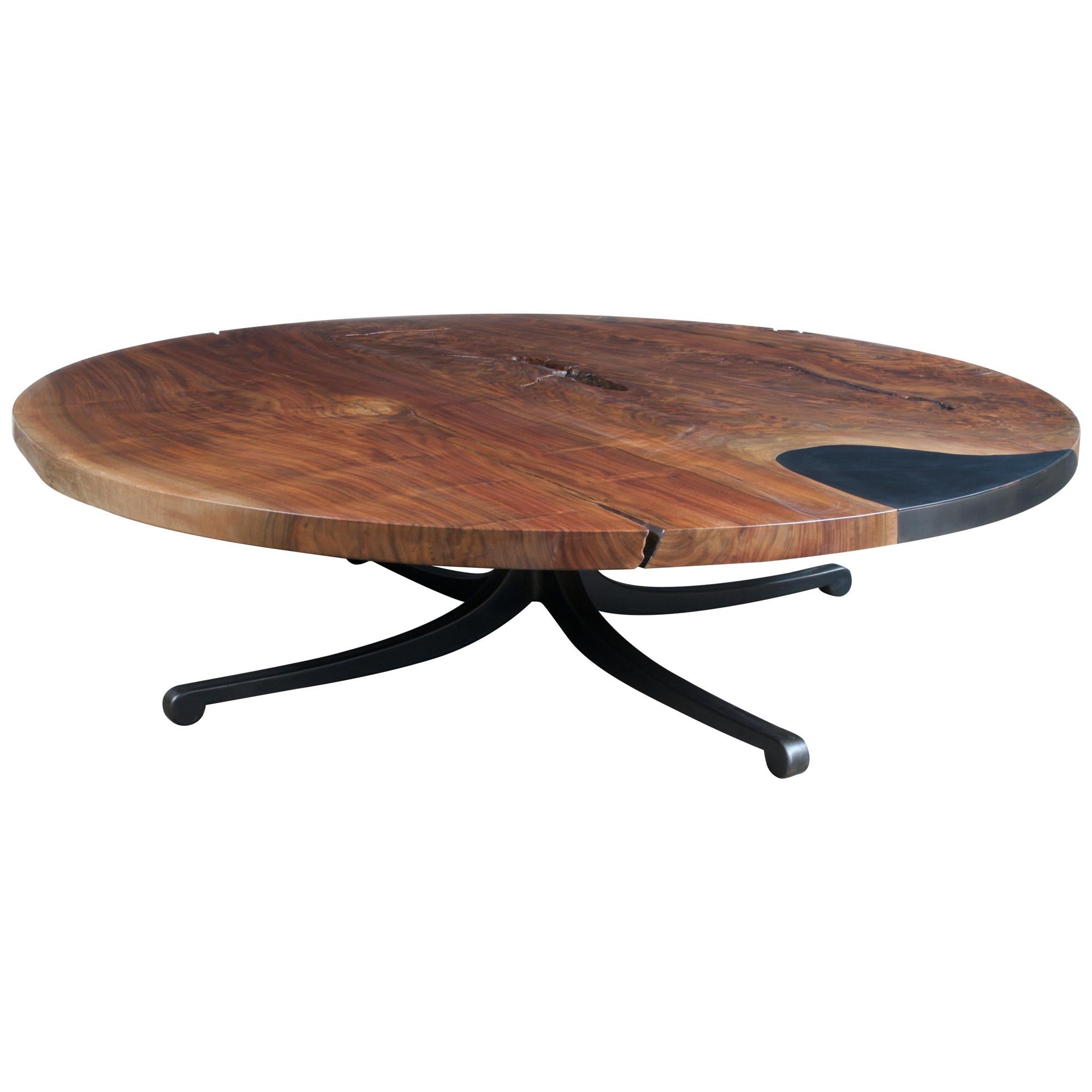 Modern Industry Serif Series Coffee Table in Single Slab Walnut For Sale